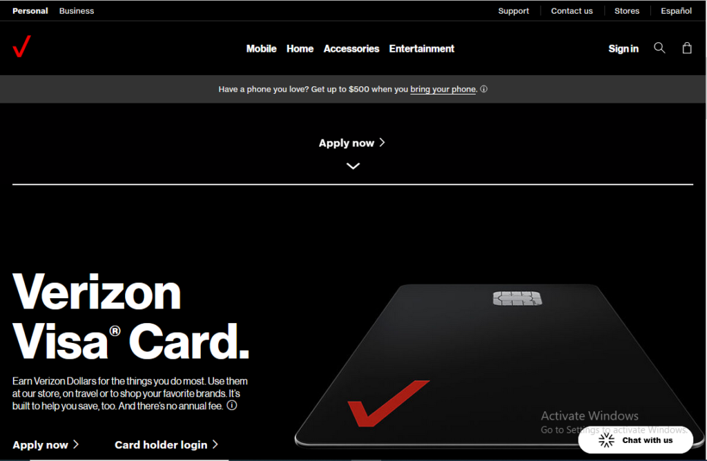 Verizon Credit Card login